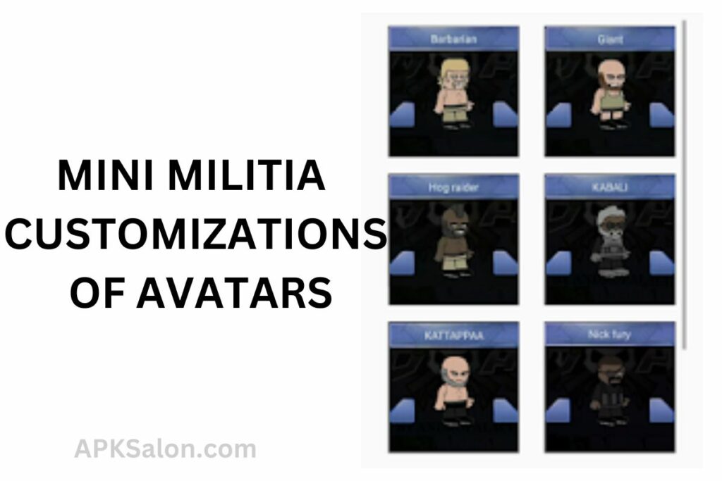 Mini Militia Customizations of avatars